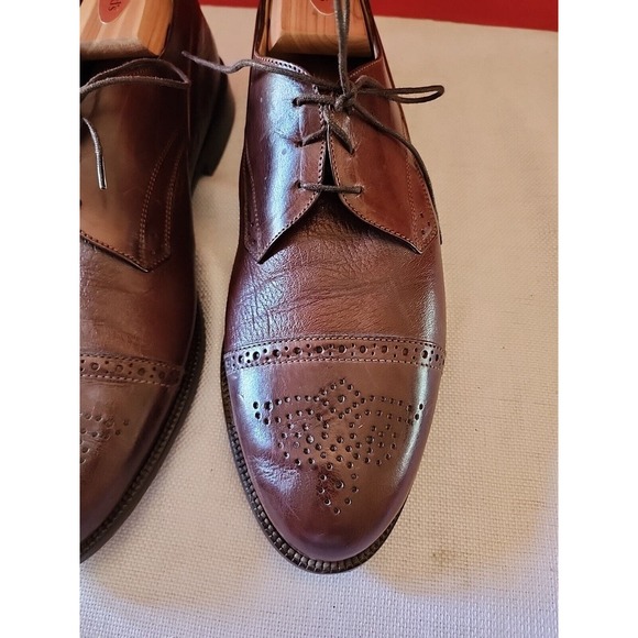 Johnston & Murphy Leather Shoe Cellini Brown Size 10.5 M Conard Cap Toe Wing Tip main image 6